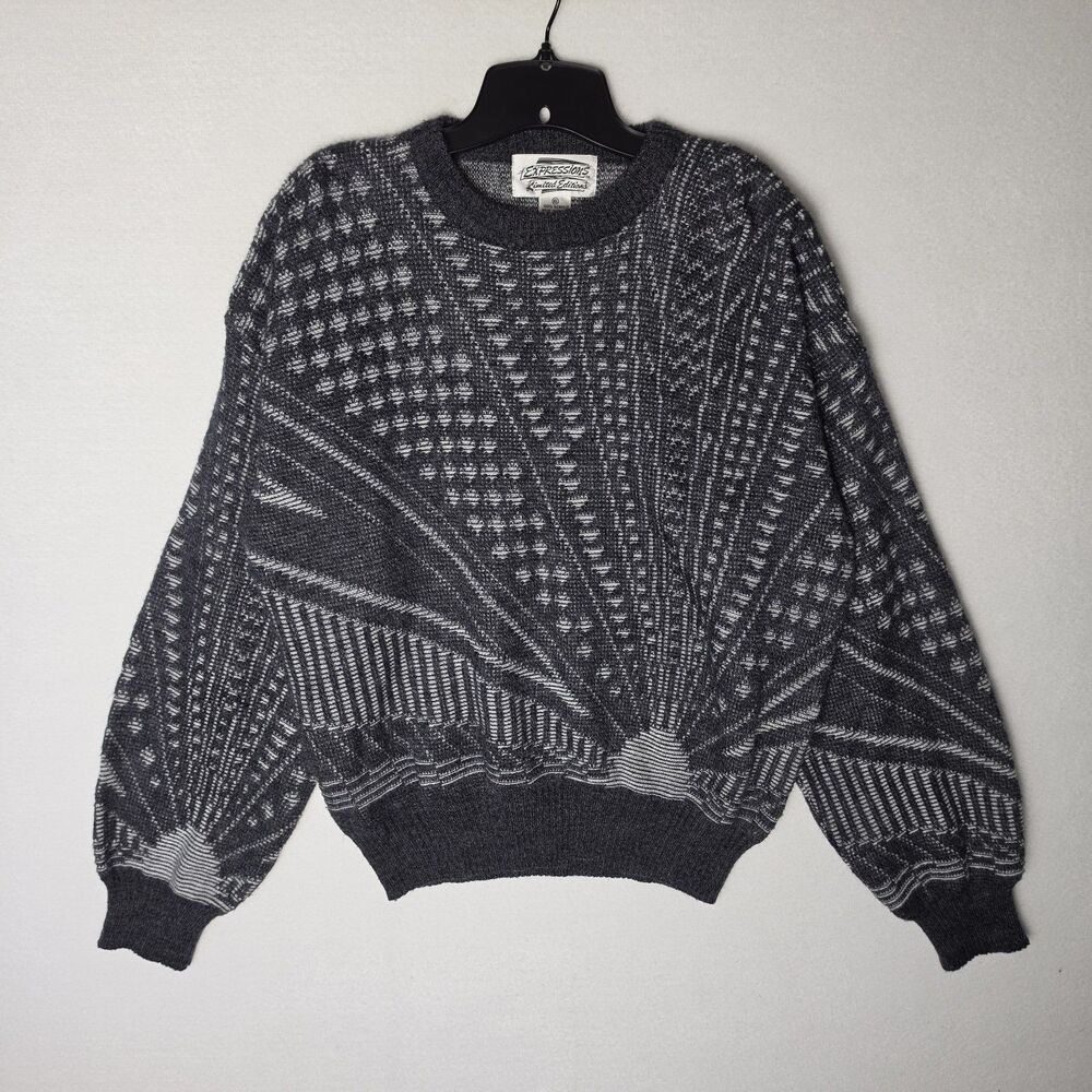 Vintage Limited Editions Expressions Sweater Geometric 80s Knit Mens XL